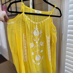 KyeMi Cold Shoulder Embroidered Tunic Blouse